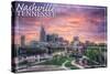 Nashville, Tennessee - Dawn-Lantern Press-Stretched Canvas