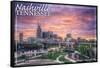 Nashville, Tennessee - Dawn-Lantern Press-Framed Stretched Canvas
