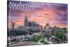 Nashville, Tennessee - Dawn-Lantern Press-Stretched Canvas