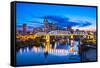 Nashville, Tennessee Downtown Skyline at Shelby Street Bridge.-SeanPavonePhoto-Framed Stretched Canvas