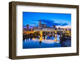 Nashville, Tennessee Downtown Skyline at Shelby Street Bridge.-SeanPavonePhoto-Framed Photographic Print