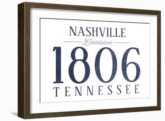 Nashville, Tennessee - Established Date (Blue)-Lantern Press-Framed Art Print