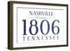 Nashville, Tennessee - Established Date (Blue)-Lantern Press-Framed Art Print