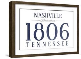 Nashville, Tennessee - Established Date (Blue)-Lantern Press-Framed Art Print