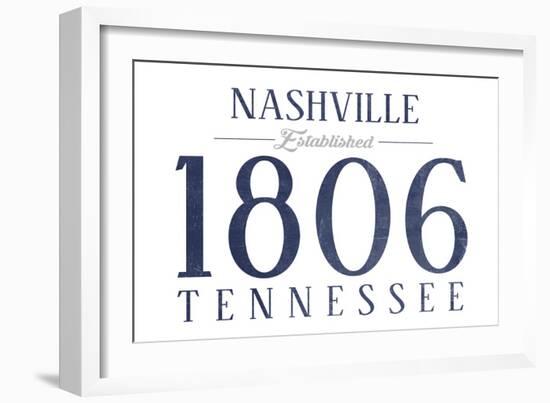 Nashville, Tennessee - Established Date (Blue)-Lantern Press-Framed Art Print