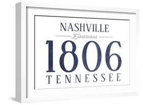 Nashville, Tennessee - Established Date (Blue)-Lantern Press-Framed Art Print