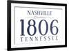 Nashville, Tennessee - Established Date (Blue)-Lantern Press-Framed Art Print