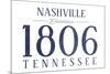 Nashville, Tennessee - Established Date (Blue)-Lantern Press-Mounted Art Print