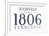 Nashville, Tennessee - Established Date (Blue)-Lantern Press-Framed Premium Giclee Print