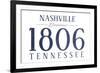 Nashville, Tennessee - Established Date (Blue)-Lantern Press-Framed Premium Giclee Print