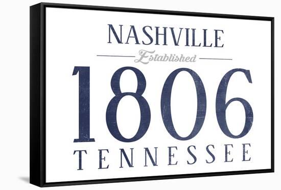 Nashville, Tennessee - Established Date (Blue)-Lantern Press-Framed Stretched Canvas