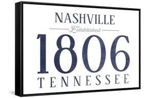 Nashville, Tennessee - Established Date (Blue)-Lantern Press-Framed Stretched Canvas