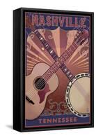 Nashville, Tennessee - Guitar and Banjo Music-Lantern Press-Framed Stretched Canvas