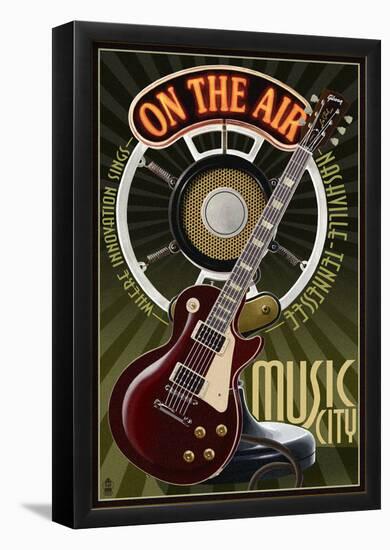 Nashville, Tennessee - Guitar and Microphone-null-Framed Poster