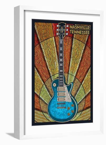 Nashville, Tennessee - Guitar Mosaic-Lantern Press-Framed Art Print