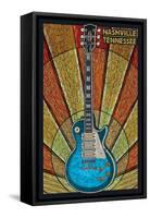Nashville, Tennessee - Guitar Mosaic-Lantern Press-Framed Stretched Canvas