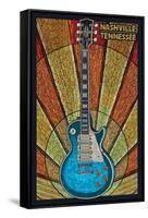 Nashville, Tennessee - Guitar Mosaic-Lantern Press-Framed Stretched Canvas
