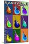 Nashville, Tennessee - Guitar Pop Art-Lantern Press-Mounted Art Print