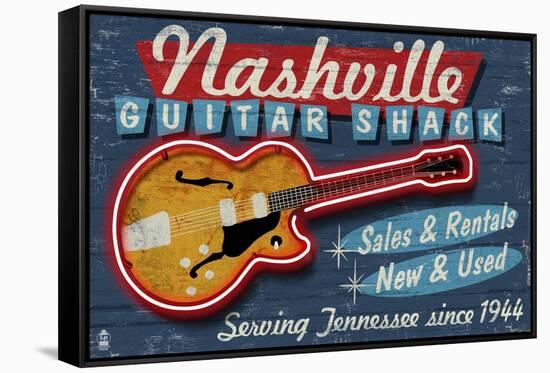 Nashville, Tennessee - Guitar Shack-Lantern Press-Framed Stretched Canvas