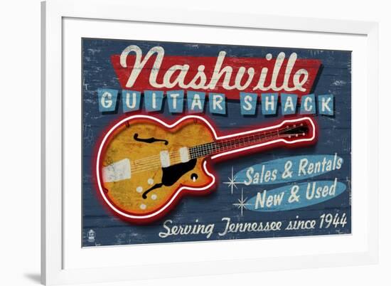 Nashville, Tennessee - Guitar Shack-Lantern Press-Framed Premium Giclee Print