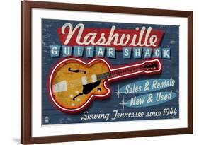 Nashville, Tennessee - Guitar Shack-Lantern Press-Framed Premium Giclee Print