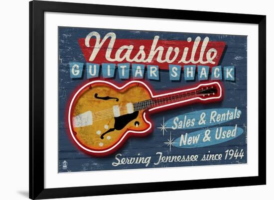 Nashville, Tennessee - Guitar Shack-Lantern Press-Framed Premium Giclee Print