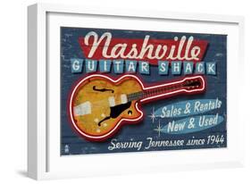 Nashville, Tennessee - Guitar Shack-Lantern Press-Framed Art Print