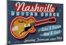 Nashville, Tennessee - Guitar Shack-Lantern Press-Mounted Art Print