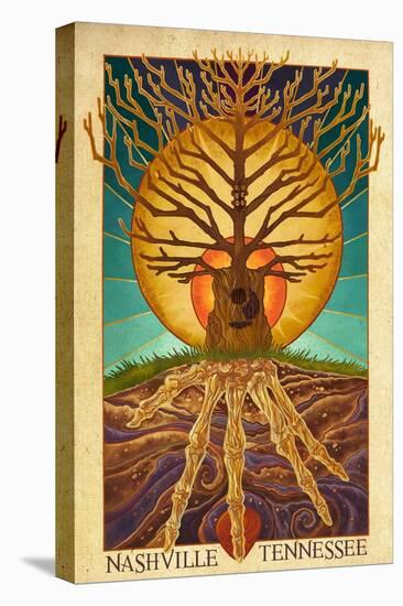 Nashville, Tennessee - Guitar Tree-Lantern Press-Stretched Canvas