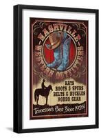 Nashville, Tennessee - Hat and Boots Vintage Sign-Lantern Press-Framed Art Print