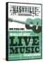 Nashville, Tennessee - Horizontal Guitar - Teal Screenprint-Lantern Press-Framed Stretched Canvas