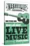 Nashville, Tennessee - Horizontal Guitar - Teal Screenprint-Lantern Press-Stretched Canvas