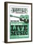 Nashville, Tennessee - Horizontal Guitar - Teal Screenprint-Lantern Press-Framed Art Print