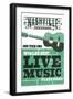 Nashville, Tennessee - Horizontal Guitar - Teal Screenprint-Lantern Press-Framed Art Print