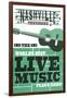 Nashville, Tennessee - Horizontal Guitar - Teal Screenprint-Lantern Press-Framed Art Print