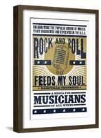 Nashville, Tennessee - Microphone - Blue and Gold Screenprint-Lantern Press-Framed Art Print