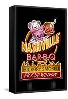 Nashville, Tennessee - Neon BBQ Sign-Lantern Press-Framed Stretched Canvas