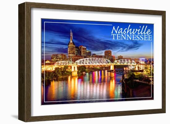 Nashville, Tennessee - Night-Lantern Press-Framed Art Print