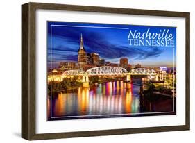 Nashville, Tennessee - Night-Lantern Press-Framed Art Print