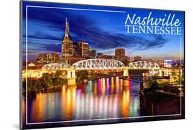 Nashville, Tennessee - Night-Lantern Press-Mounted Art Print