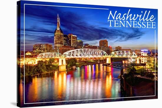 Nashville, Tennessee - Night-Lantern Press-Stretched Canvas