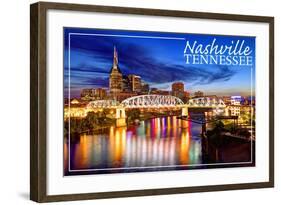 Nashville, Tennessee - Night-Lantern Press-Framed Art Print