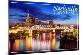 Nashville, Tennessee - Night-Lantern Press-Mounted Art Print