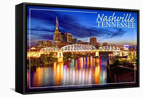 Nashville, Tennessee - Night-Lantern Press-Framed Stretched Canvas
