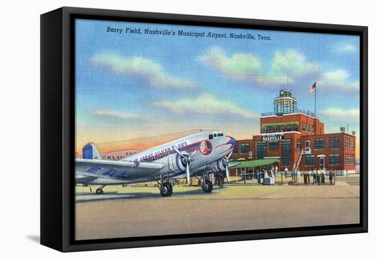 Nashville, Tennessee - Planes Landed on Berry Field-Lantern Press-Framed Stretched Canvas