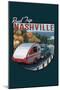 Nashville, Tennessee - Retro Camper Road Trip - Contour - Lantern Press Artwork-Lantern Press-Mounted Art Print