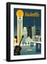 Nashville, Tennessee - Retro Skyline Classic Series -  Lantern Press Artwork-Lantern Press-Framed Art Print