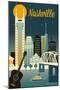 Nashville, Tennessee - Retro Skyline Classic Series -  Lantern Press Artwork-Lantern Press-Mounted Art Print