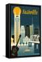 Nashville, Tennessee - Retro Skyline Classic Series -  Lantern Press Artwork-Lantern Press-Framed Stretched Canvas