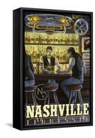 Nashville, Tennessee - Saloon Scene-Lantern Press-Framed Stretched Canvas